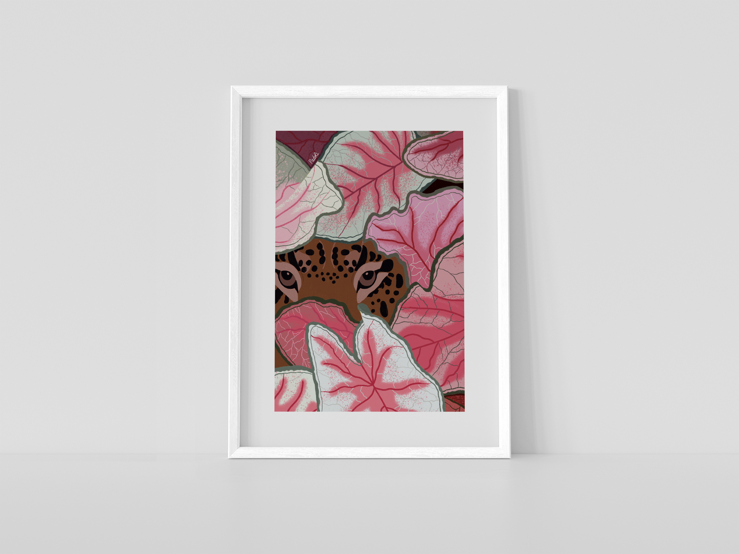 Print Tigre en la selva rosa