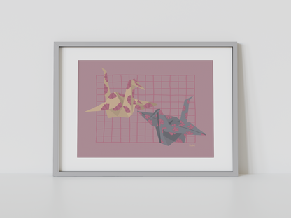 Print grullas de origami