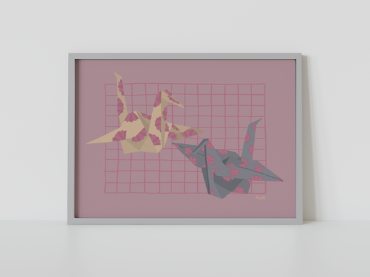 Print grullas de origami