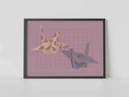 Print grullas de origami