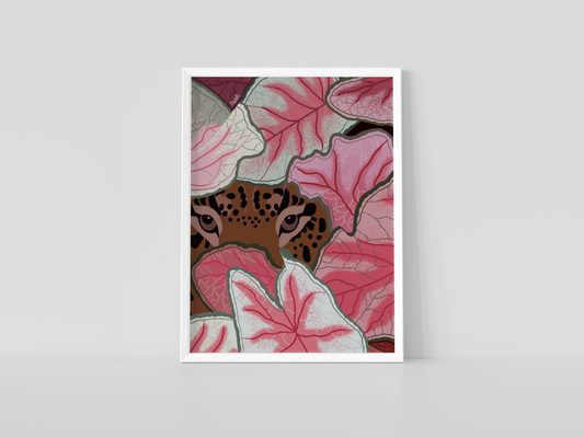 Print Tigre en la selva rosa